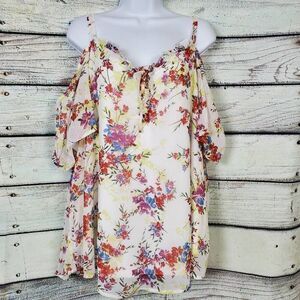 Maurices White Floral Cold Shoulder Blouse Plus Size 2X